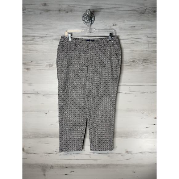 Old Navy Pants Womens 8 Black White Geo Harper Mid-Rise Cropped Stretch - Picture 1 of 12
